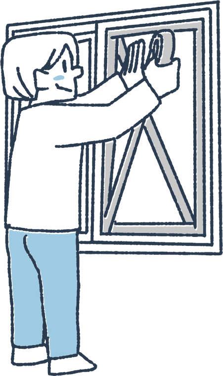 窓を開ける人のイラスト