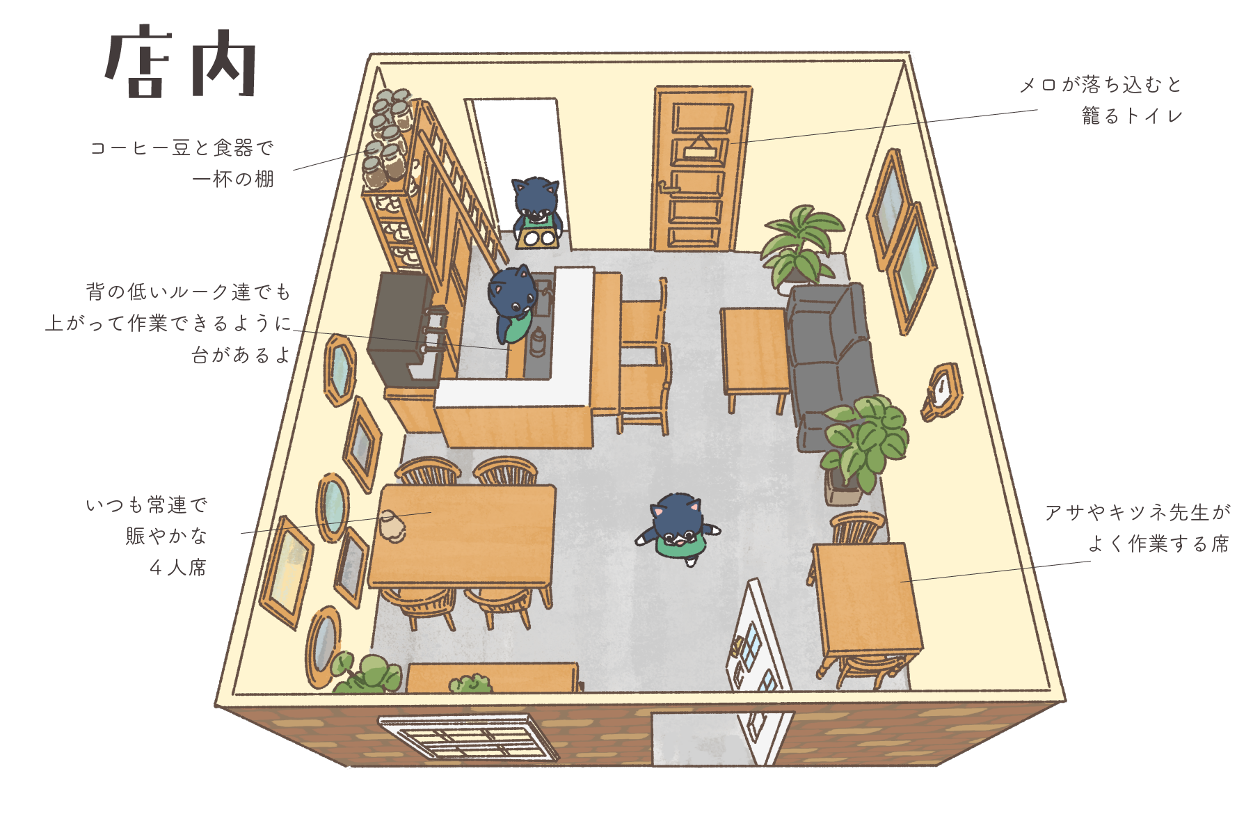 喫茶シロクロの店内